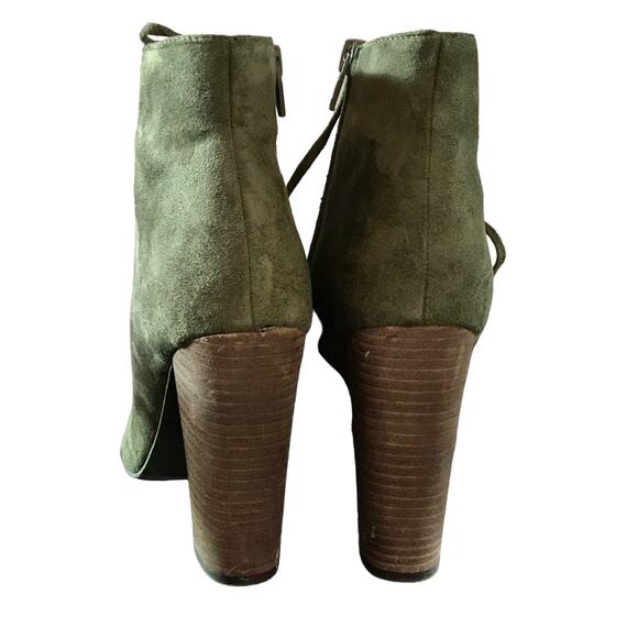 Suede Peep Toe Lace Up Booties - Picture 5 of 8